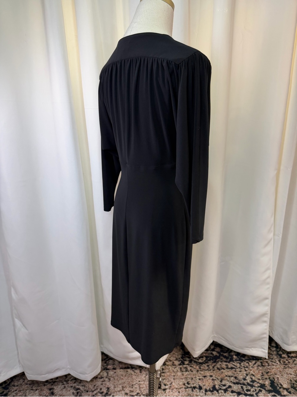 Lauren Ralph Lauren Elegant Black Faux Wrap Stretchy Knit Sheath Dress Size 8 - Picture 10 of 13